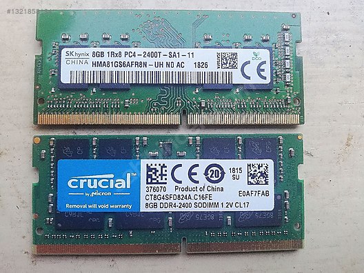 DDR4 8GB×2 PC2400 ノート用 16 GB (2 x 8 GB) CRUCIAL DDR4 2400 MHZ RAM sahibinden.comda