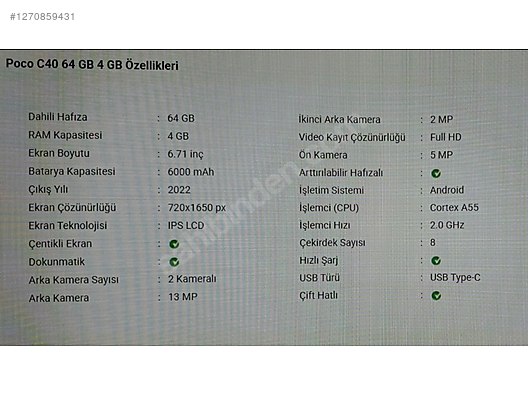 İkinci El ve Sıfır Alışveriş / Cep Telefonu & Aksesuar / Cep Telefonu / Xiaomi / Poco C40