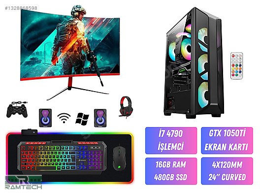 PC-OEM / KUMANDALI ECO FULL SET| İ7 4790 16GB 480GB GTX 1050Ti 24