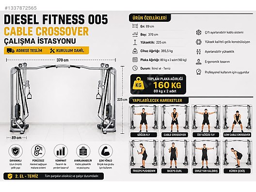 Diesel Fitness 005 Cable Crossover ÇALIŞMA İSTASYONU ADRESE TESL