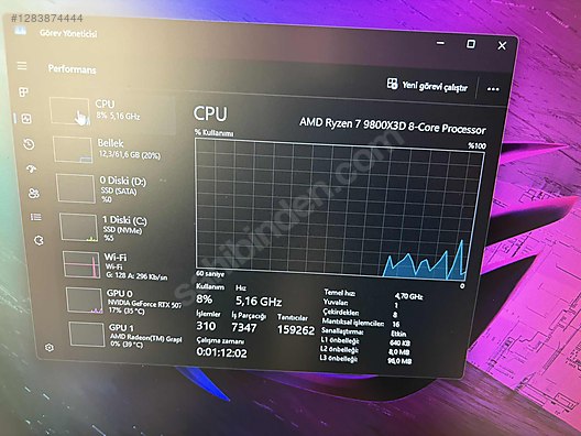 AMD RYZEN 7 9800x 3D - İşlemci ve Tüm Masaüstü Bilgisayar Parçaları sahibinden.com'da