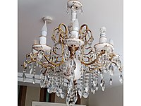 Antika Kristal Taşlı Avize