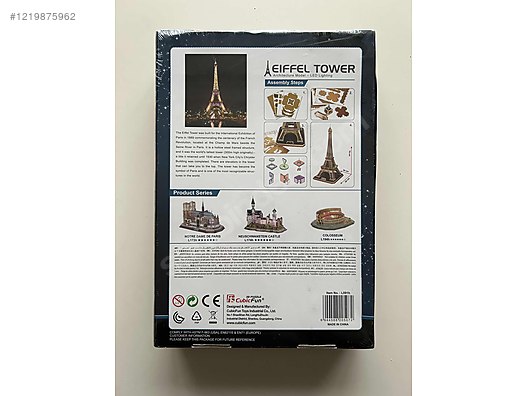 Sıfır Cubic Fun Puzzle - Cubic Fun Eiffel Tower 3D Puzzle - Led Lighting