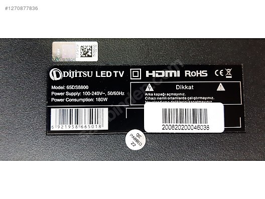 DIJITSU 65DS8800 PANEL HARİÇ KARTLARI MEVCUTTUR - TV Yedek
