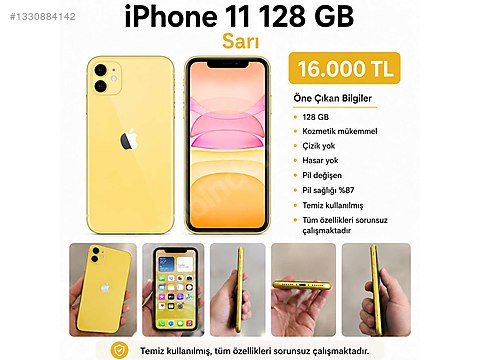 Apple / iPhone 11 / Apple, iPhone 11, 128 GB, Sarı | Çok Temiz