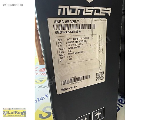 Intel Core i7 Monster Oyuncu Laptop - 1305886018