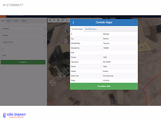 *** GÖK İNŞAAT'TAN YAPILCAN'DA SATILIK TARLA *** #1273889077