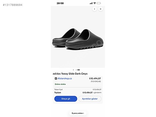 Yeezy Adidas Silde Dark Onyx - Adidas Erkek Terlik Modelleri