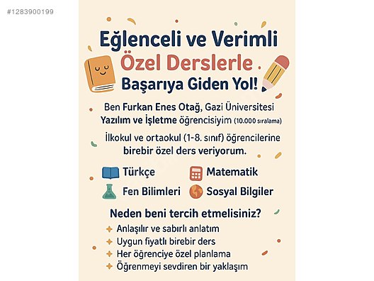 GAZİ ÖĞRENCİSİNDEN İLKOKUL-ORTAOKUL ÖĞRENCİLERİNE ÖZEL DERS