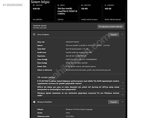 İkinci El ve Sıfır Alışveriş / Bilgisayar / Masaüstü / Modeller / Casper