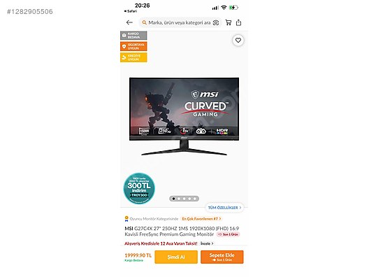 27 inç MSI Oyuncu Monitörü