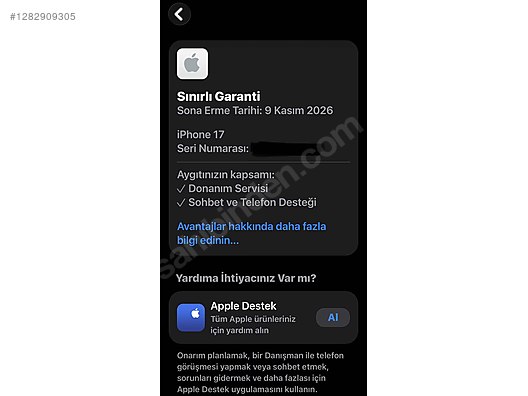 İkinci El 256 GB Apple iPhone 17 iOS Cep Telefonu