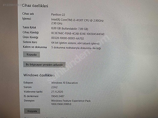 HP Pavilion 22 All in One Bilgisayar - Alışveriş :: Sıfır, İkinci El Ürünlerle sahibinden.com'da