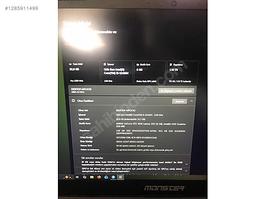 İkinci El ve Sıfır Alışveriş / Oyunculara Özel / Oyun Bilgisayarı / Oyuncu Laptop / Monster