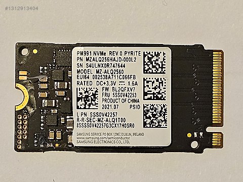 SAMSUNG PM991 Mz-ALQ256HAJD 256 GB M.2 NVMe SSD DİSK 0229 on