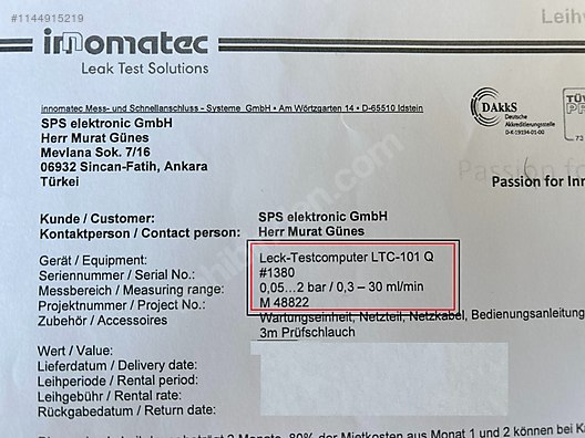 İnnomatec Alman Malı Sızdırmazlık Test Cihazı / 0.05 .. 2 bar