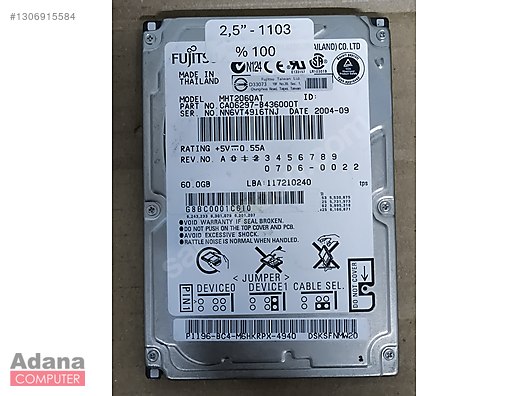 60GB 2.5'' IDE FUJITSU MHT2060AT HDD DİSK sahibinden.comda