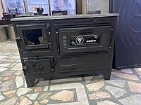 SIFIR MAT SİYAH CAM KAPAKLI İÇİ TAM DÖKÜM LÜKS FIRINLI SOBA