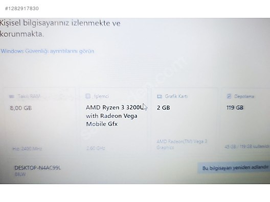 Ekran kartlı Lenovo Laptop RYzen 3 8GB 128GB Bataryası 5-6 saat - İlan ve alışverişte ilk adres sahibinden.com'da