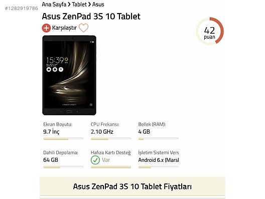 Asus Zenpad 3S 10 Z500KL 64 GB Tablet - 1282919786