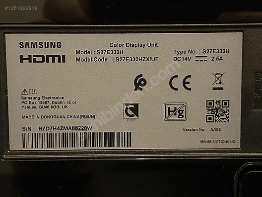 Samsung Monitör 27 inç 75 Hz ms Full HD temiz sorunsuz