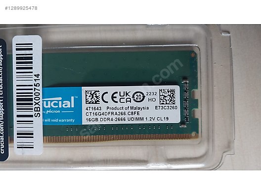 CRUCIAL DDR4 2666MHZ 16 GB PC RAM sahibinden.comda - 1289925478