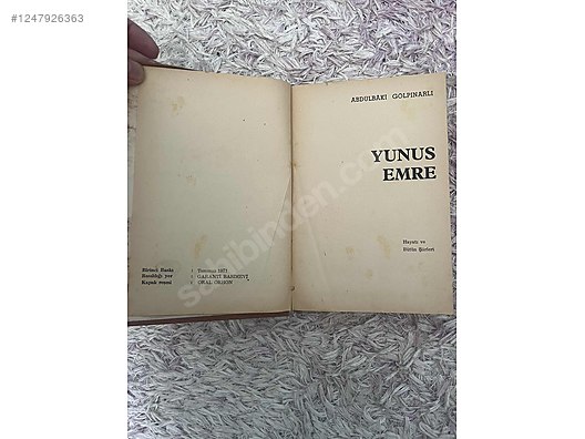 1971 Baskısı Yunus Emre - Abdülbaki Gölpınarlı - Antika Antika Kitap ve Çeşitli Antika Eşyalar sahibinden.com'da