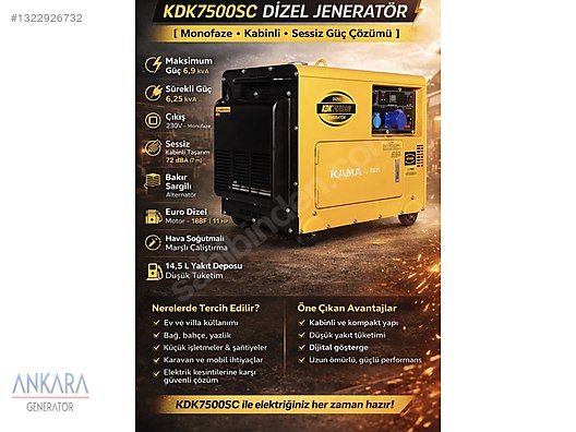 KAMA REİS KDK7500SC 10kVA DİZEL KABİNLİ SESSİZ JENERATÖR SETİ