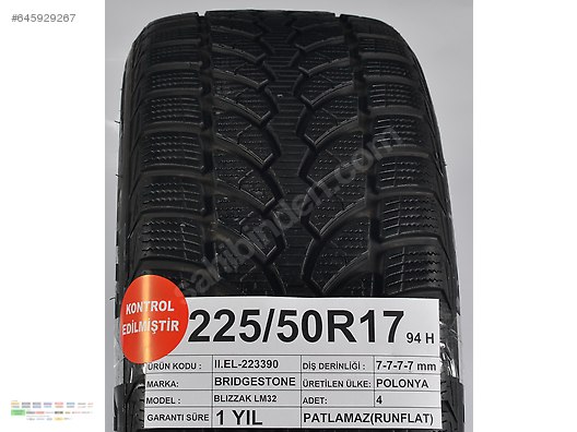 Bridgestone 225 50r17 94h Rft 7 7 7 7 Mm Ikinci El Lastik Kis At