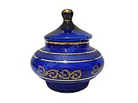 Antika İtalyan Altın Vermeyi Kobalt Cam Şekerlik