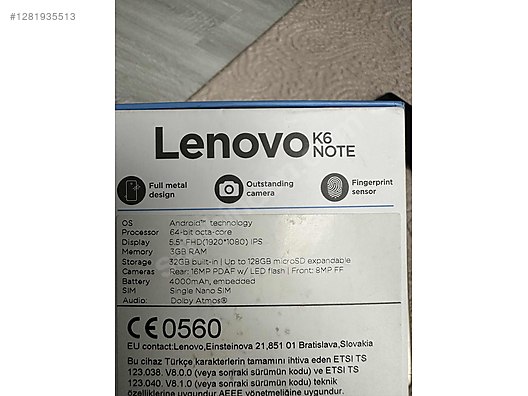 Used & Brand New Items / Cell Phones & Accessories / Cell Phones / Lenovo / K6 Note