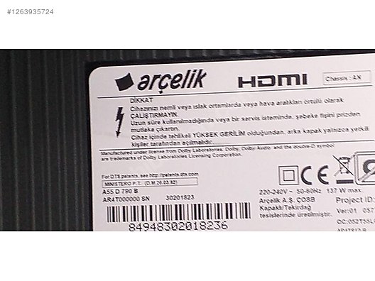 ZG2190R-24 , 1EK510 , ARÇELİK A55 D 790 B MAİN BOARD - TV Yedek