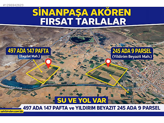 Acill Afyon Sinanpaşa AKÖREN, BAĞDAT, YILDIRIM BEYAZIT Araziler