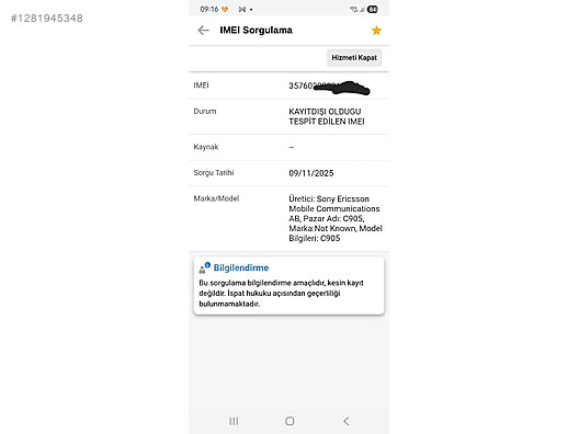 İkinci El ve Sıfır Alışveriş / Cep Telefonu & Aksesuar / Cep Telefonu / Sony Ericsson / C905