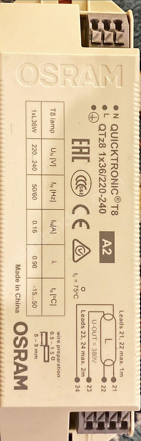 OSRAM FLORASAN BALAST/ 2*54/58 4*18 2*80 1*36 1*18 1*18/2*18