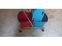 Çift kovali temizlik araba seti celik presli kovali