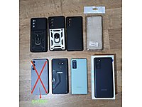 Samsung S20 FE + boş kasa ekran S20 FE + A8+, + 4 tane kılıf