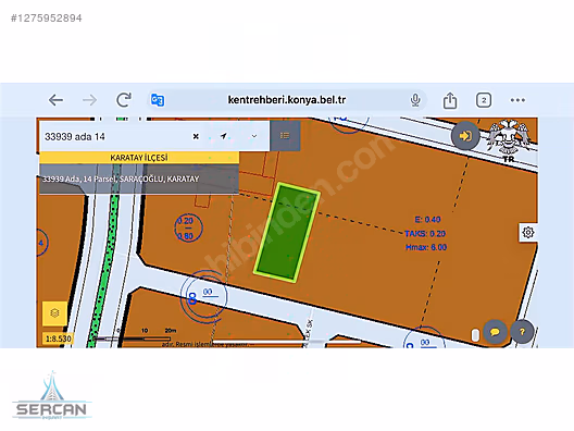 KARATAY SARACOGLU MAHALLESI 1.KANALI GECMEDEN SOLDA 550 M2 ARSA #1275952894