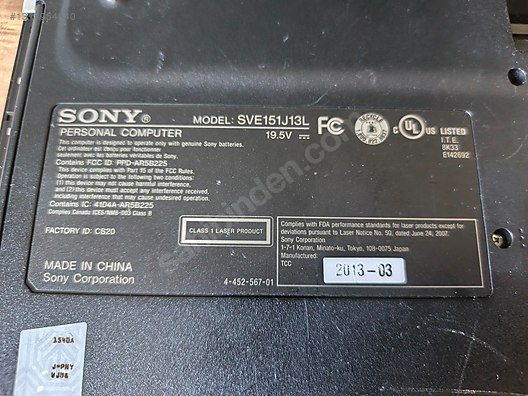 Sony / Sony Vaio SVE1513MCXW | Testleri Yapıldı on sahibinden.com
