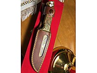 N690 Çelik Kartal Gravürlü Sedef Kakmalı El Yapımı Bıçak