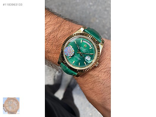 Rolex Rolex Day Date Deri Kordon 40 mm Ye il ndex YZ URET M at sahibinden 1183963133