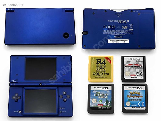 任天堂　DSi Nintendo DSi Mavi + R4 Kart + 3 Oyun + Yedek Üst Ekran + Stylus on