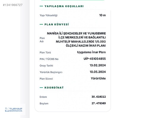Turgut Özal Mh 894 m² 10 katlı Konut İmarlı Hisse
