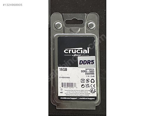 Crucial 16GB DDR5-5600 SODIMM sahibinden.comda - 1324968905