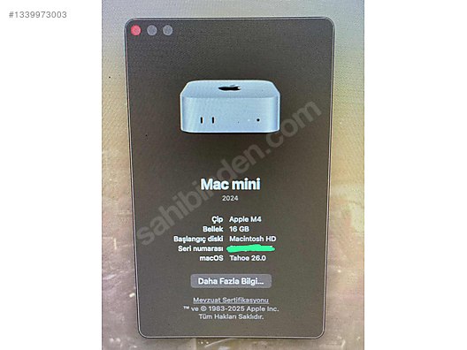 Apple / MAC MİNİ M4 16GB RAM/ 256GB SSD on sahibinden.com - 1339973003