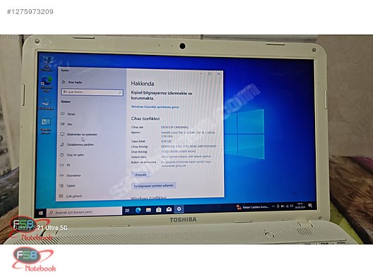Toshiba / TOSHİBA C855 İ5 İŞLEMCİ 8 GB RAM 128 GB SSD sahibinden