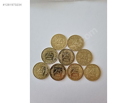 Cumhuriyet Dönemi / 9 Adet 2023 Basım 25(Yirmibeş) Kuruş Altın