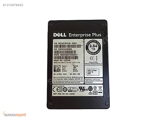 Dell 3.84TB 12G SAS SSD - KPM5XRUG3T84 / MZILS3T8HCJM sahibinden