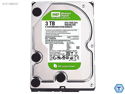 2 Adet 3TB WD Green HDD (WD30EZRX) %100 Sağlık Sorunsuz sahibinden