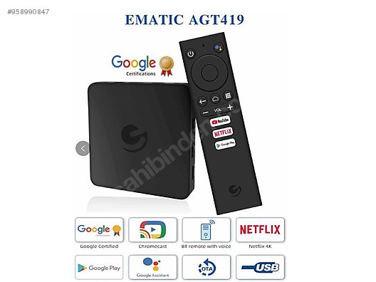 ematic agt419 4k ultra hd android tv box netflix google sertif at sahibinden com 958990847